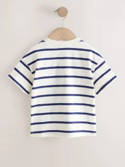 Next Cerise Écru/Bleu marine Rayure - T-shirt brodé à manches courtes (3mois à7ans) Best
