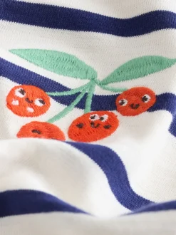 Next Cerise Écru/Bleu marine Rayure - T-shirt brodé à manches courtes (3mois à7ans) Best