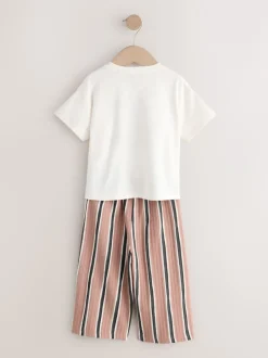 Next Cerise écru/brun - Ensemble haut à manches courtes et pantalon barillet (3mois-7ans) Sale