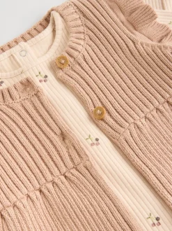 Next Cerise neutre - Ensemble 3 pièces : gilet en maille, haut à manches longues et leggings (0mois -3ans) Hot