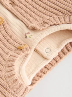 Next Cerise neutre - Ensemble 3 pièces : gilet en maille, haut à manches longues et leggings (0mois -3ans) Hot