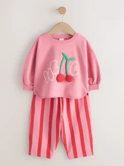 Next Cerise rembourrée rose - Ensemble haut à manches longues et pantalon barillet (3mois-7ans) Sale