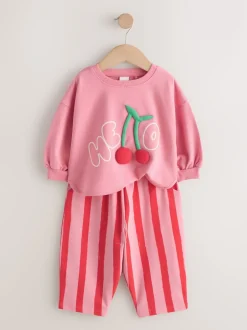 Next Cerise rembourrée rose - Ensemble haut à manches longues et pantalon barillet (3mois-7ans) Sale