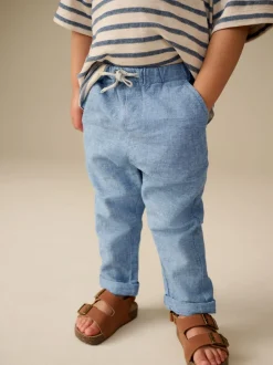 Next Chambray bleu - Pantalon en lin Blend à enfiler (3mois-7ans) Hot