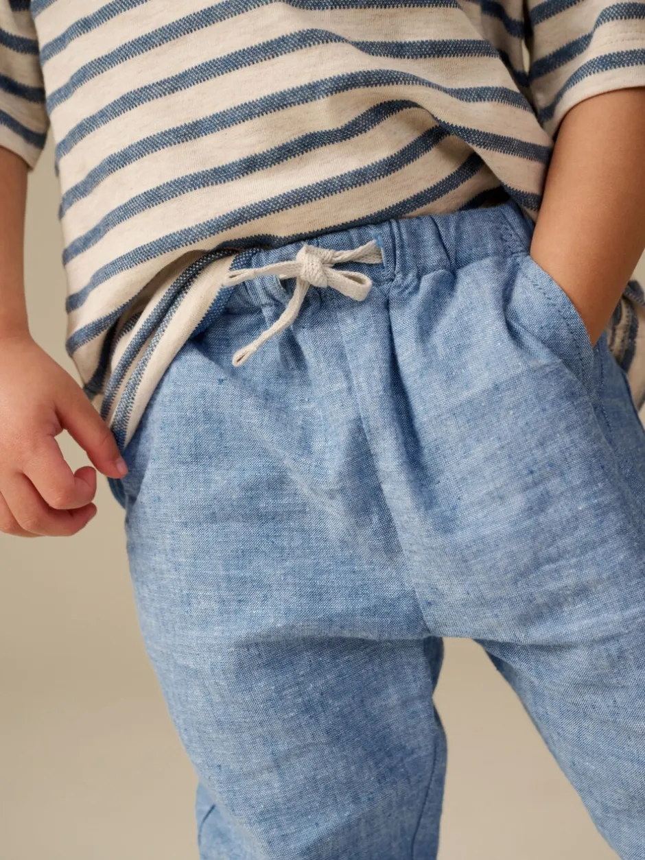 Next Chambray bleu - Pantalon en lin Blend à enfiler (3mois-7ans) Hot