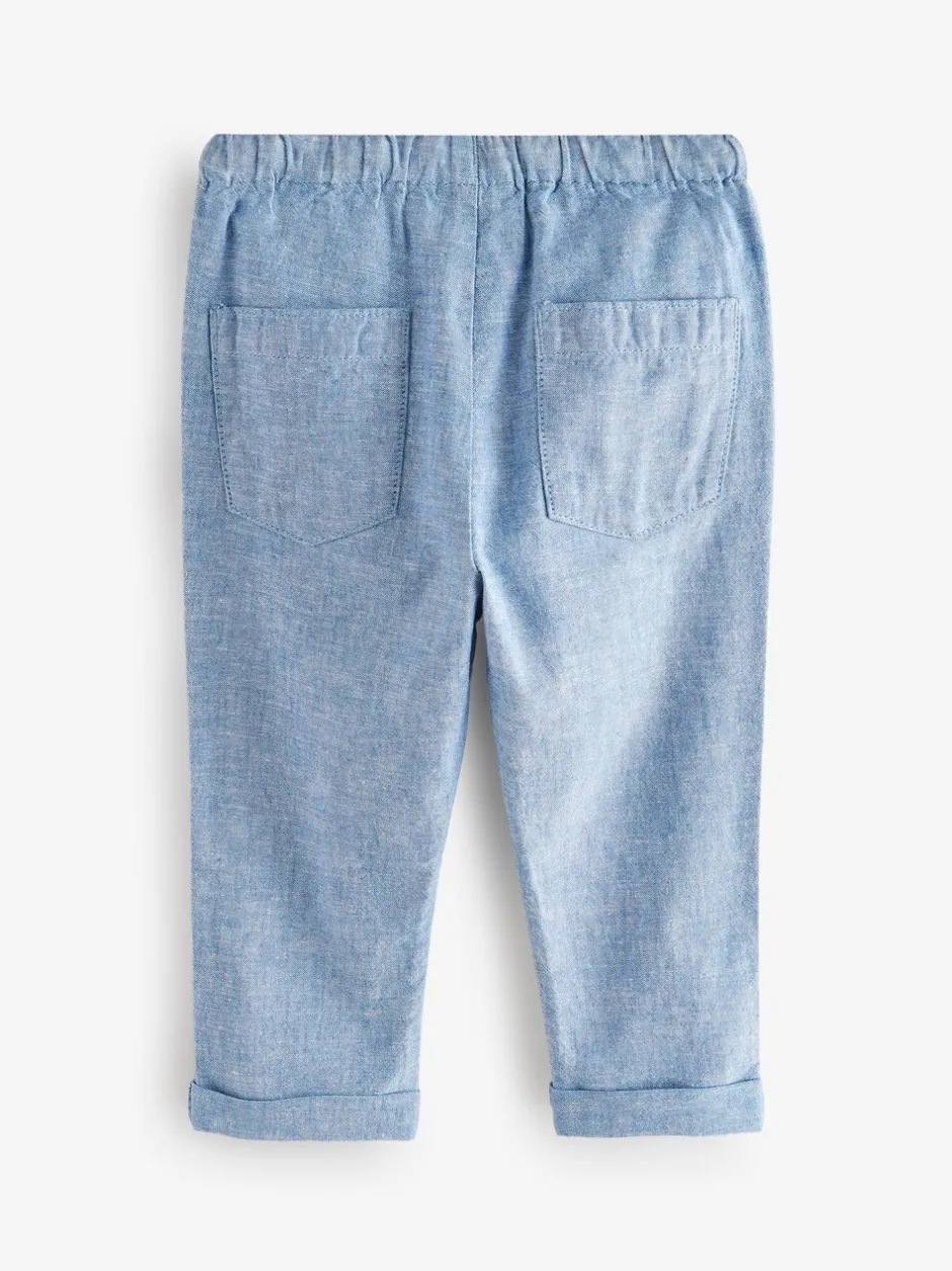 Next Chambray bleu - Pantalon en lin Blend à enfiler (3mois-7ans) Hot