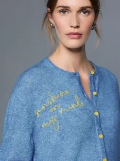 Next - Cardiganen maille col rond Chambray bleu avec ornements Hot