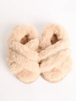 Lipsy chameau - Chaussons à lanières croisées en fausse fourrure Best