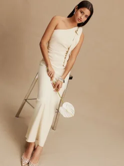 Next champagne - Robe de demoiselle d’honneur Maxi à une épaule avec nœud