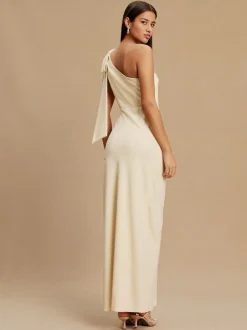 Next champagne - Robe de demoiselle d’honneur Maxi à une épaule avec nœud
