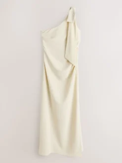 Next champagne - Robe de demoiselle d’honneur Maxi à une épaule avec nœud