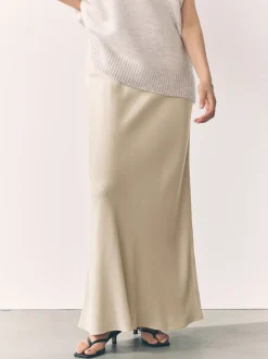 Next - Jupe Midi Satin Champagne doré Clearance