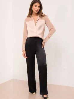 Lipsy Champagne doré - chemise en satin à manches longues en mousseline Best