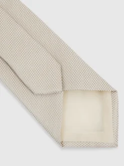 Reiss Champagne doux - Cravate Ceremony en soie texturée Blend Clearance