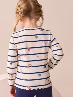 Next - T-shirt à manches longues en côtes (3mths-7yrs) Character à rayures écru/bleu marine Hot