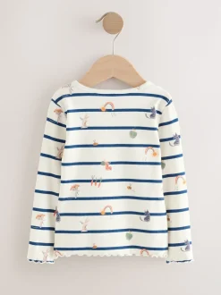 Next - T-shirt à manches longues en côtes (3mths-7yrs) Character à rayures écru/bleu marine Hot