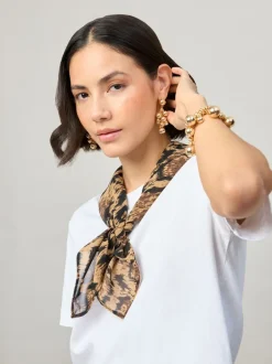 Aela Écharpe marron à imprimé léopard Online