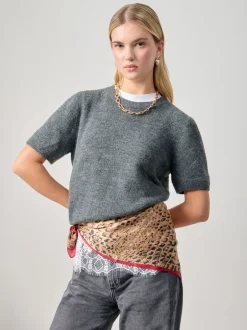 Aela Écharpe marron à imprimé serpent Sale