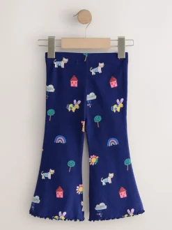 Next Chats et chiens bleu marine - Leggings évasés à côtes (3mths-7yrs)