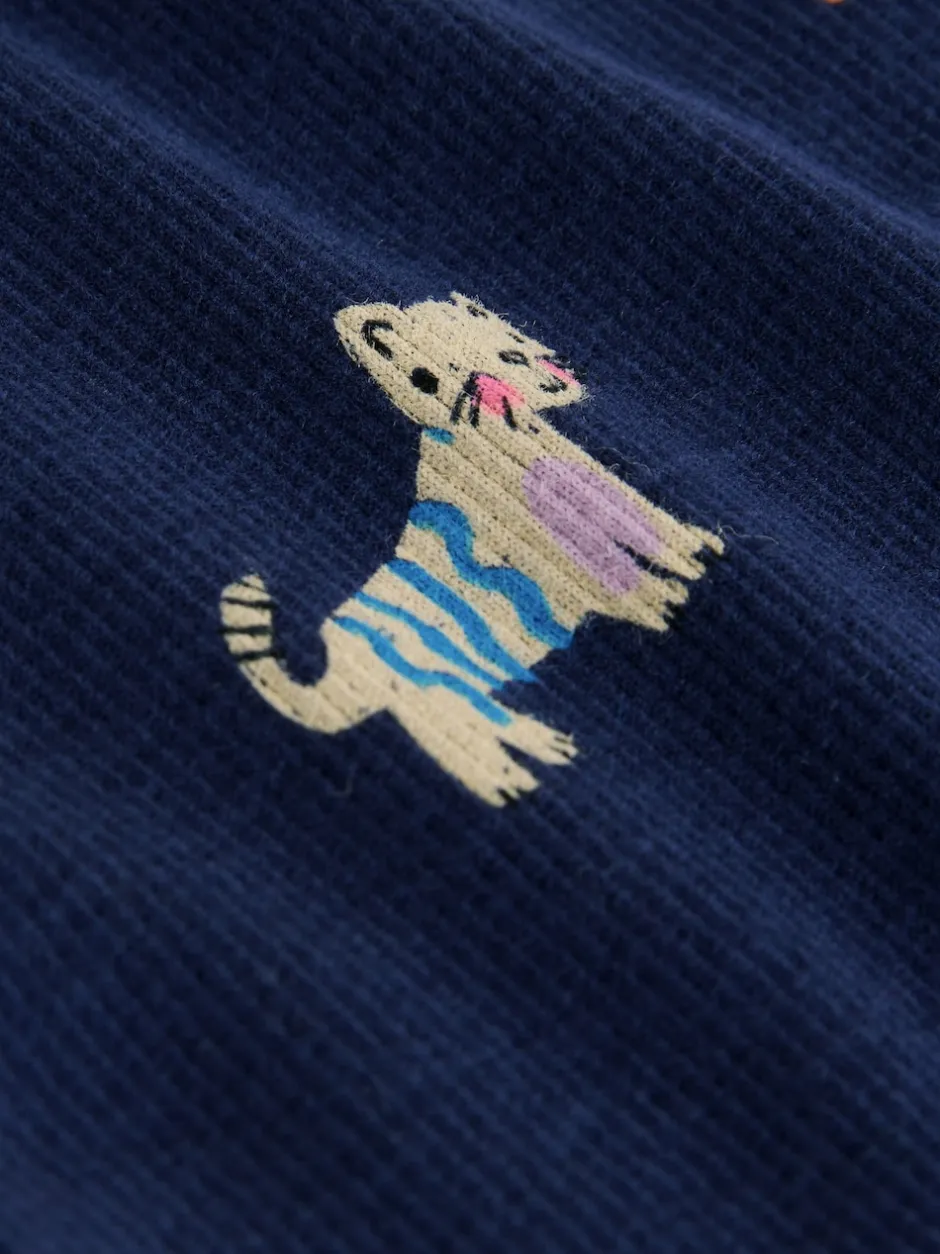 Next Chats et chiens bleu marine - Leggings évasés à côtes (3mths-7yrs)