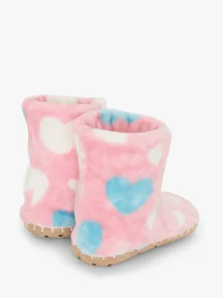 Hatley Chaussons en polaire duveteuse à gros cœurs rose Hot