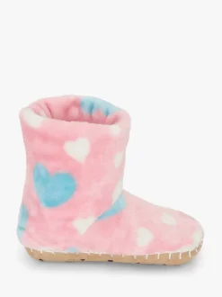 Hatley Chaussons en polaire duveteuse à gros cœurs rose Hot