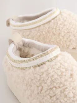 Baker by Ted Baker Chaussons mules Cream Borg douillets en peau de mouton New
