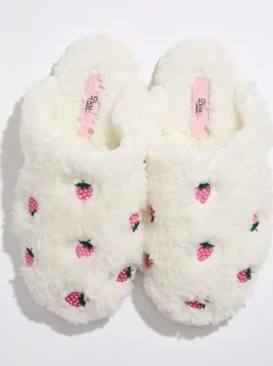 Boux Avenue Chaussons mules brodés à la fraise Hot
