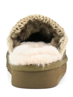 Mou Chaussons mules en daim Eskimo doublés en peau de ton New