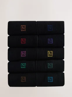 Next Chaussures à talons riches noires - Lot de 10 paires de chaussettes confortables rayées à semelle rembourrée Discount