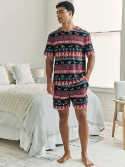 Chelsea Peers pyjama court imprimé jacquard chien de Noël Discount