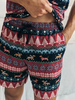 Chelsea Peers pyjama court imprimé jacquard chien de Noël Discount