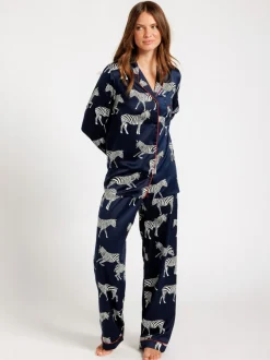 Chelsea Peers pyjama long en satin imprimé zèbre Online
