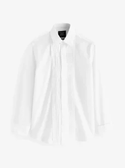 Savile Row Company Chemise de smoking Coupe ajustée en popeline de coton plissée à double poignet Sale