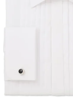 Savile Row Company Chemise de smoking Coupe ajustée en popeline de coton plissée à double poignet Sale