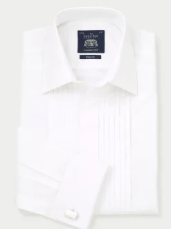 Savile Row Company Chemise de smoking Coupe ajustée en popeline de coton plissée à double poignet Sale