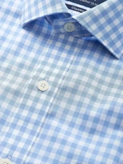 Savile Row Company Chemise habillée en coton à carreaux vichy coupe classique à double poignet