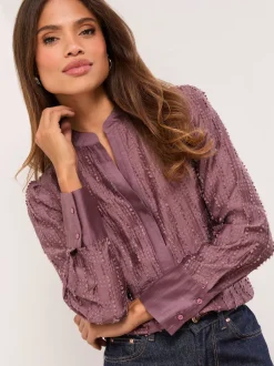 Lipsy Chemise boutonnée à détail en tissu dévoré Hot