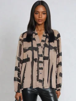 Religion Chemise Carolina avec col volanté à rayures abstraites Sale