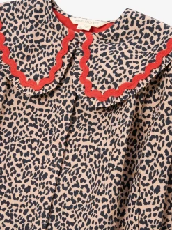 Angel & Rocket Chemisier Elle imprimé léopard à col volanté Sale