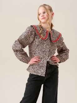 Angel & Rocket Chemisier Elle imprimé léopard à col volanté Sale
