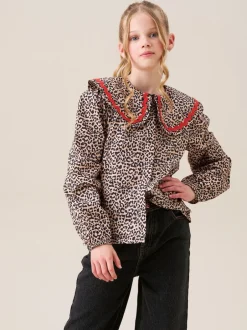 Angel & Rocket Chemisier Elle imprimé léopard à col volanté Sale
