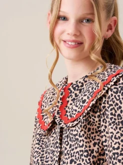 Angel & Rocket Chemisier Elle imprimé léopard à col volanté Sale