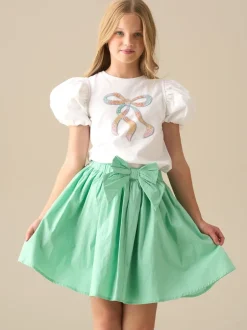 Angel & Rocket Chemisier Elodie à nœud, sequins et manches bouffantes Discount