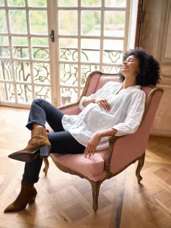 Seraphine Chemisier brodé en coton Grossesse et Allaitement Outlet