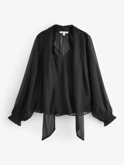 Laura Ashley Chemisier en mousseline à nœud foulard