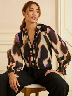 Love & Roses Chemisier manches longues à col cranté Online