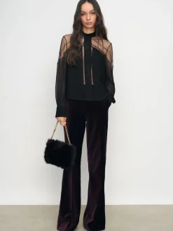 Reiss Chemisier Marnie à col noué et empiècement en dentelle Online