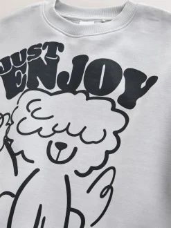 Next Chien gris/vichy - Ensemble Sweat-shirt et Pantalons Jambe large (3-16ans)