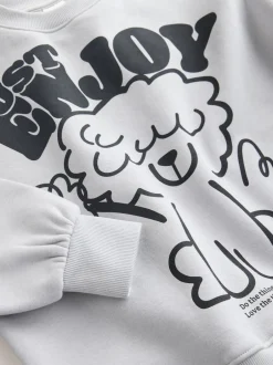 Next Chien gris/vichy - Ensemble Sweat-shirt et Pantalons Jambe large (3-16ans)